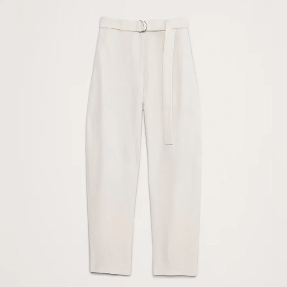 BANANA REPUBLIC HIGH-RISE BARREL TENCEL-LINEN PANT in Lunar Dust Size 4 NWT $140